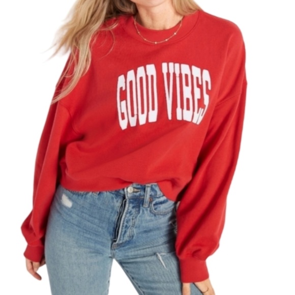 Old Navy Good Vibes Red Sweatshirt - Picture 2 of 9